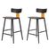 8 Kit 2 Banquetas Baixas Analu Rivatti 89cm -Altura- Assento e Encosto PP Preto Detalhe PU Marrom Base em Aco